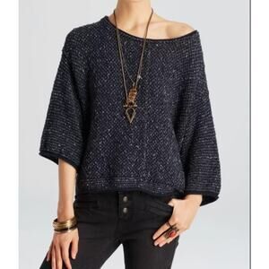 FREE PEOPLE 'Under Your Spell' Marled Sweater Navy Blue Size Small